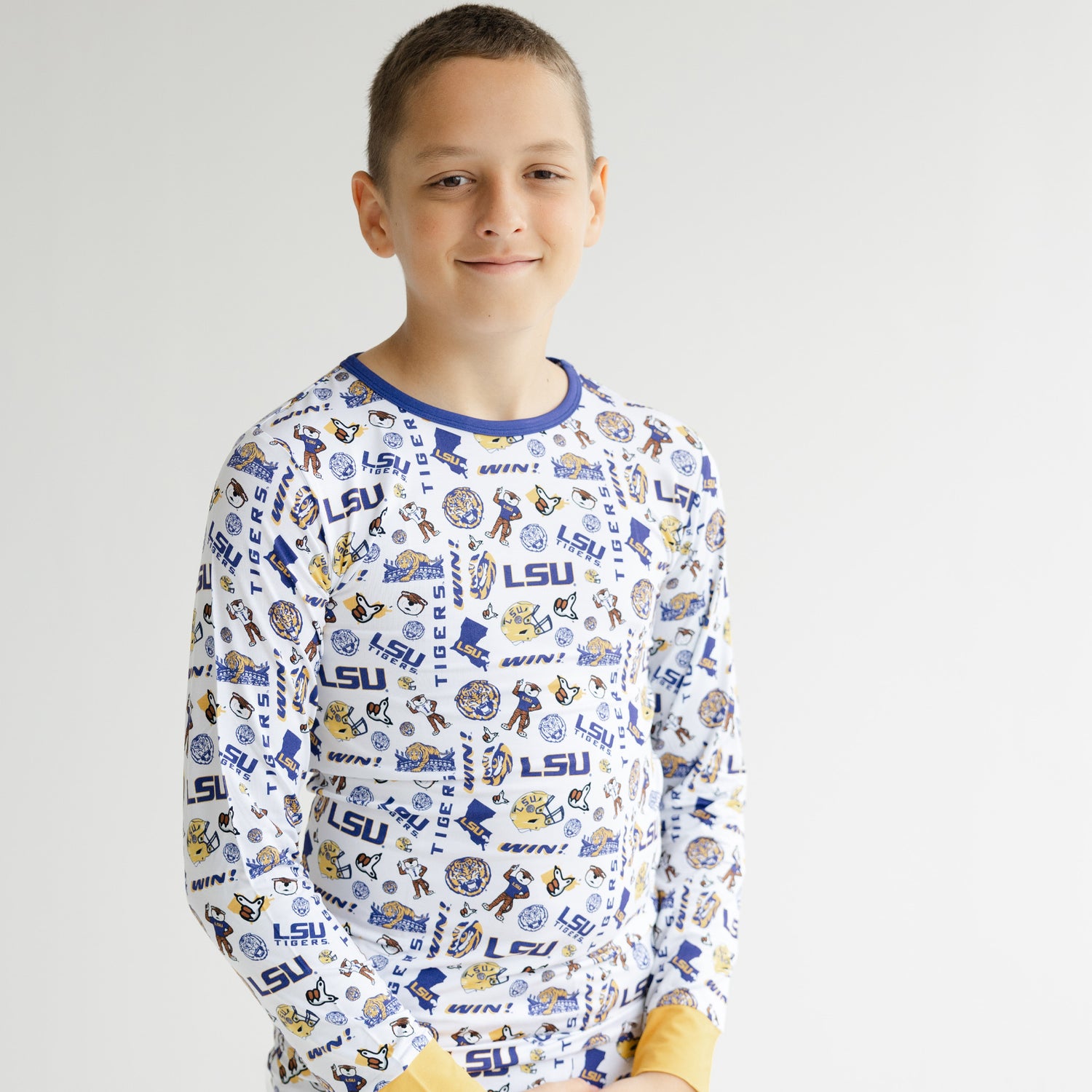 LSU Tigers bamboo two piece pajama set for game day bedtime