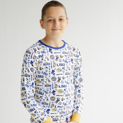 LSU Tigers bamboo two piece pajama set for game day bedtime