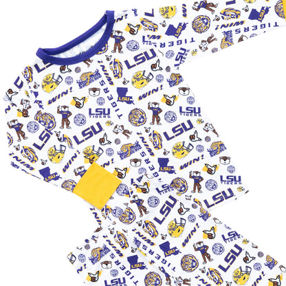 Officially licensed LSU Tigers bamboo two piece pajamas for little fans
