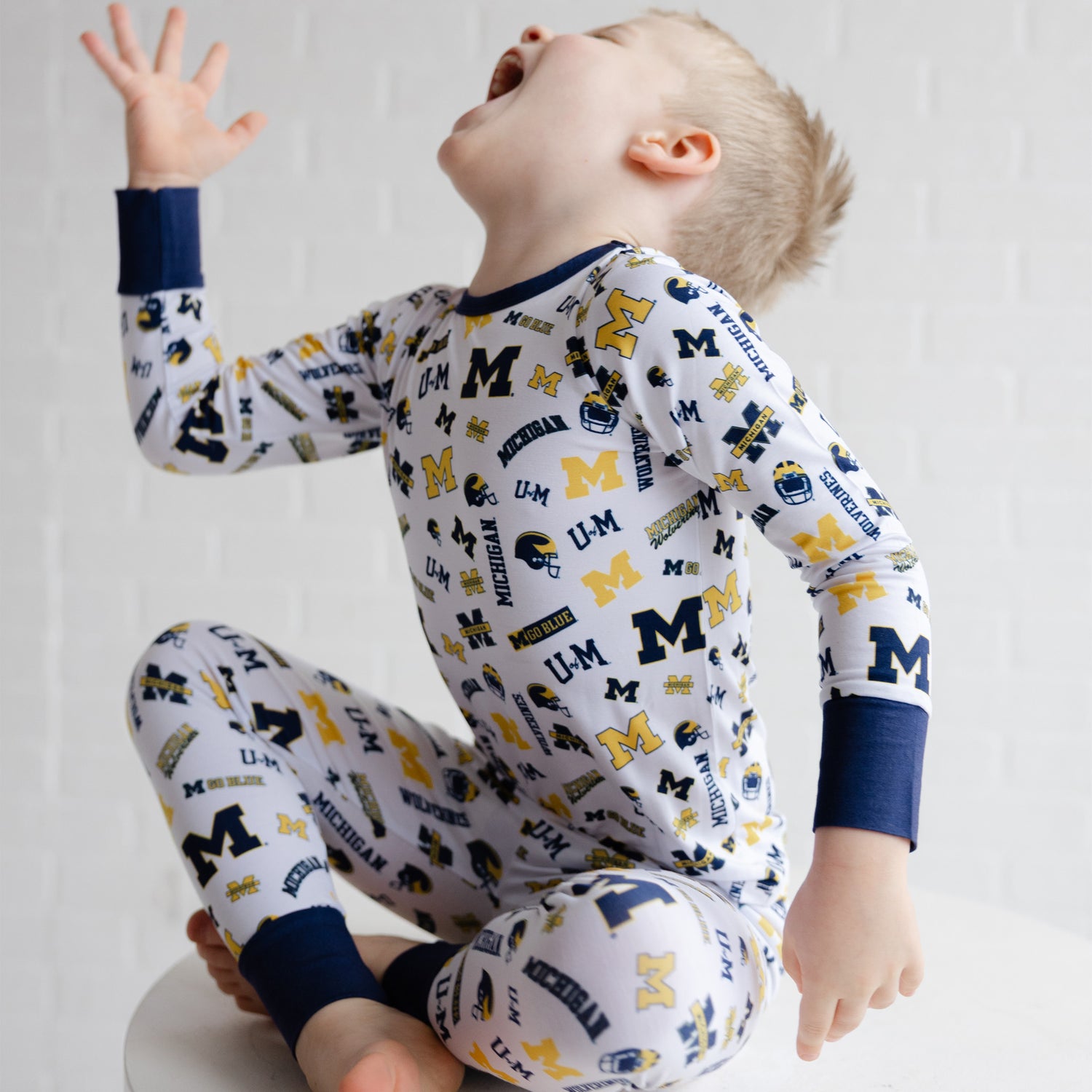Michigan Wolverines two-piece bamboo pajama set for babies and kids