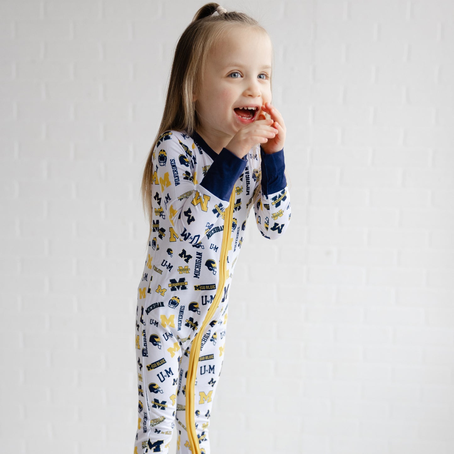 Michigan Wolverines bamboo one-piece sleeper for babies and toddlers