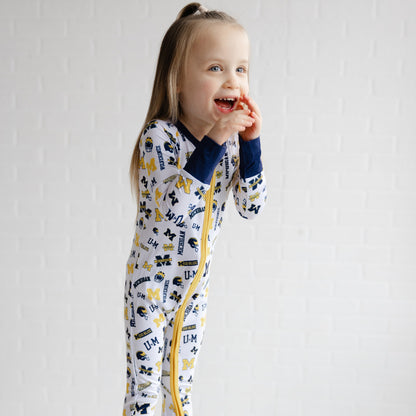 Michigan Wolverines bamboo one-piece sleeper for babies and toddlers