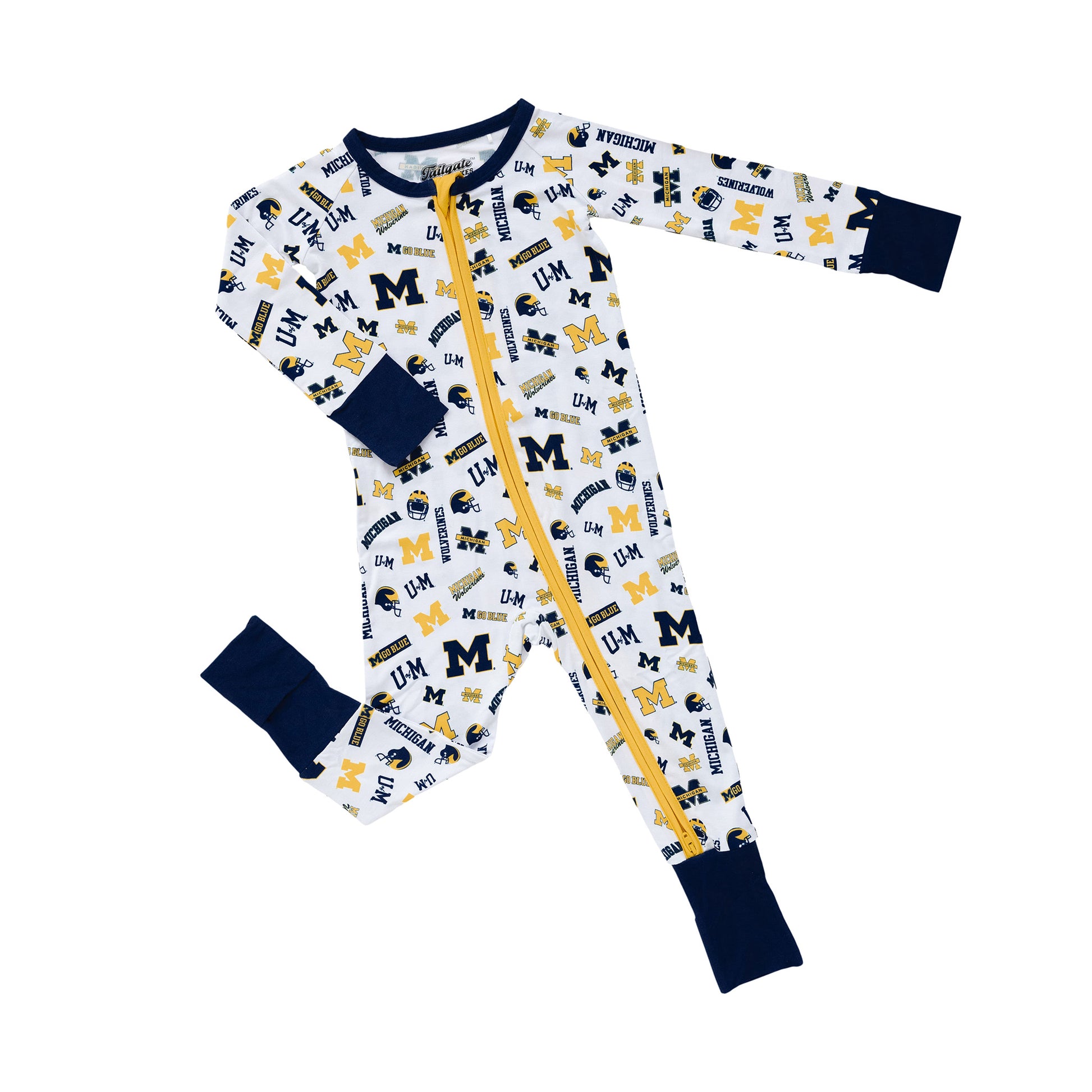 Officially licensed Michigan Wolverines zippy one-piece for little fans
