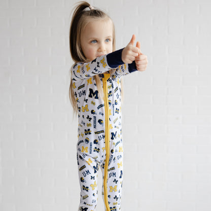Michigan Wolverines zippy one-piece bamboo pajamas for babies