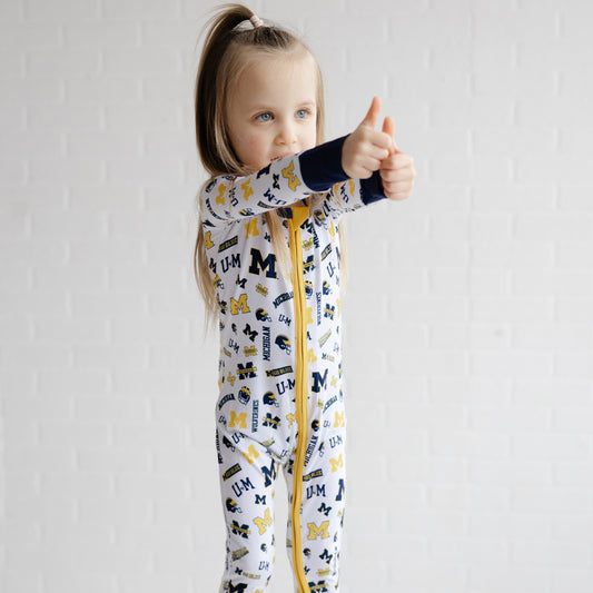 Michigan Wolverines zippy one-piece bamboo pajamas for babies