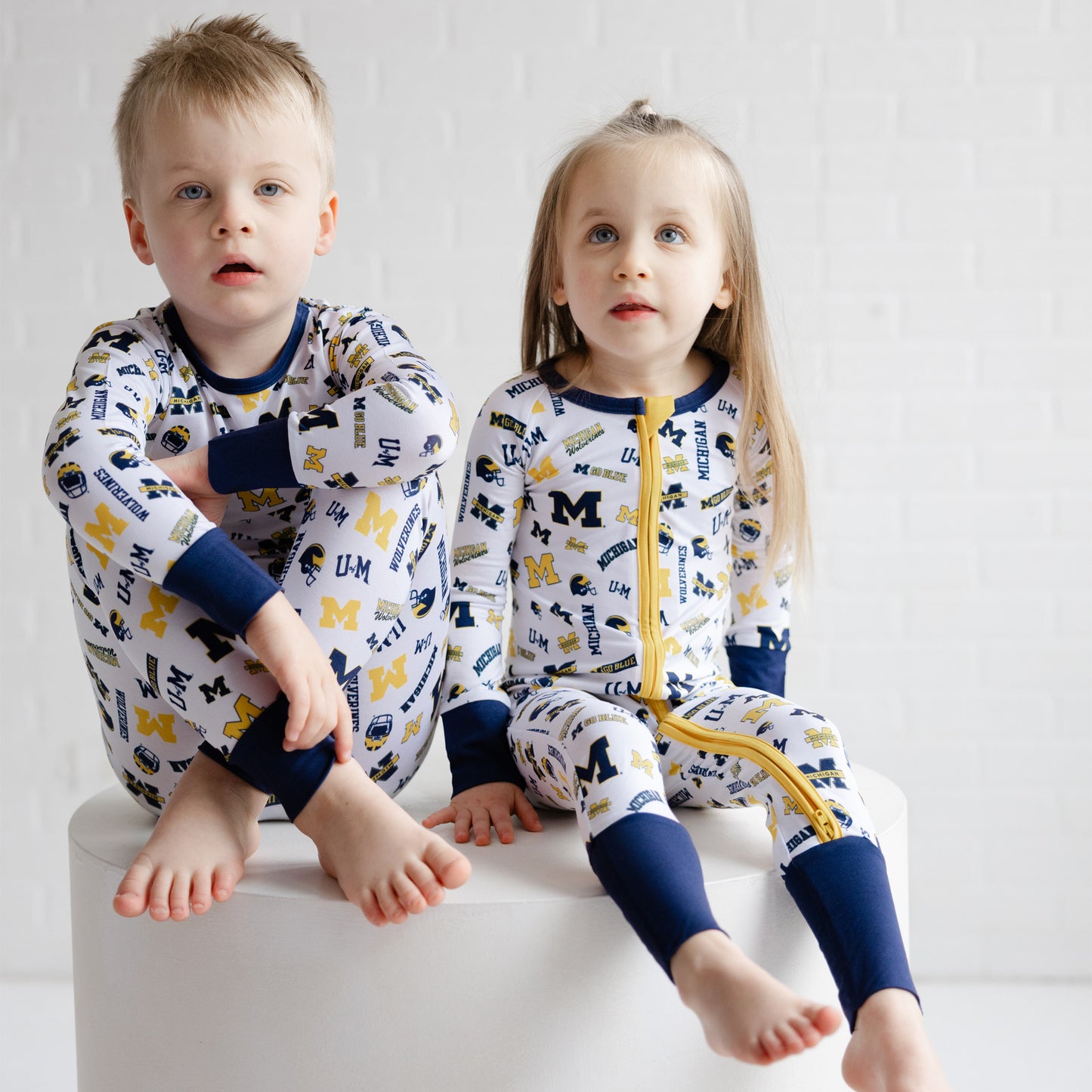 Cozy Michigan Wolverines two-piece pajamas for babies, toddlers, and kids