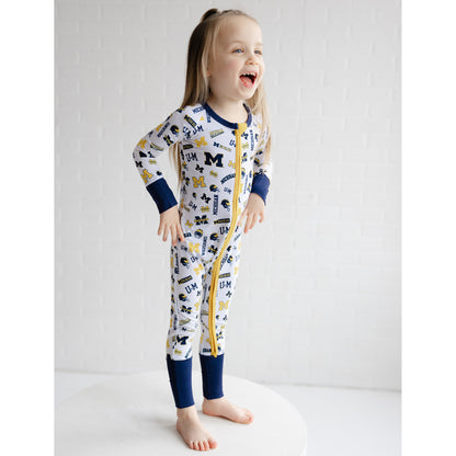 Michigan Wolverines zipper sleeper for infants and toddlers