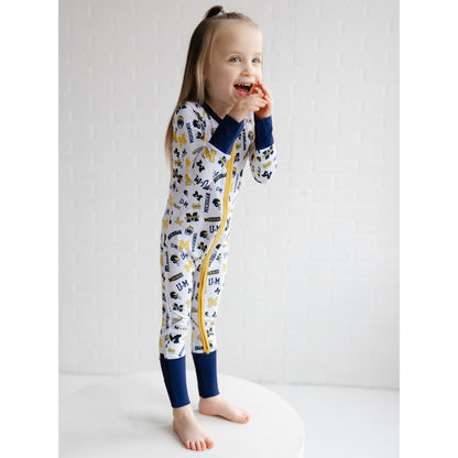 Michigan Wolverines bamboo sleepwear in a zippy one-piece style