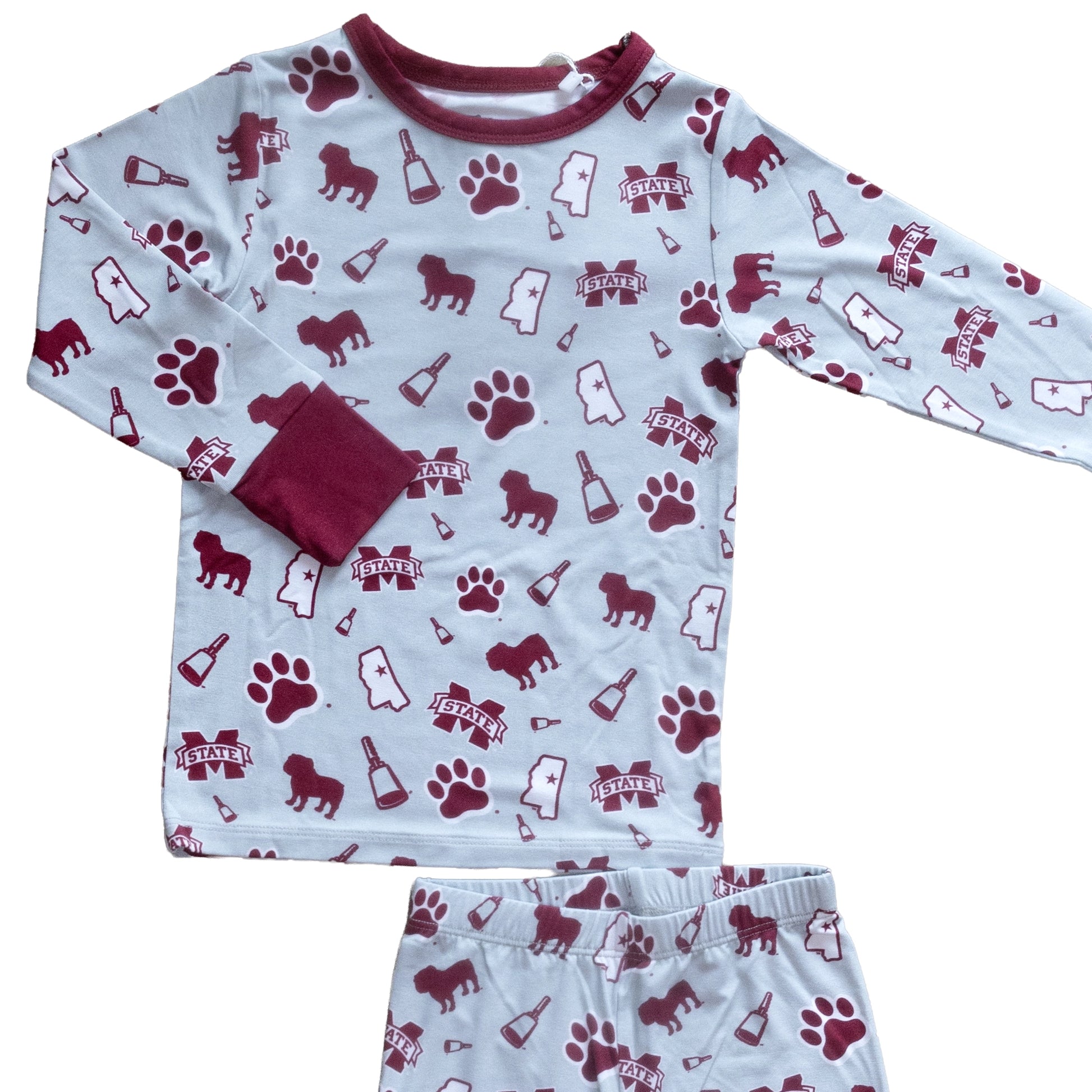 Mississippi State Bulldogs breathable bamboo Pajama Set with stretchy waistband for game day and bedtime.