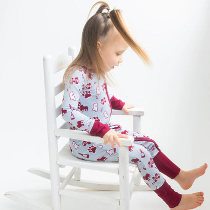 Mississippi State Bulldogs breathable bamboo zip-up One-Piece sleeper for infants with zipper design.
