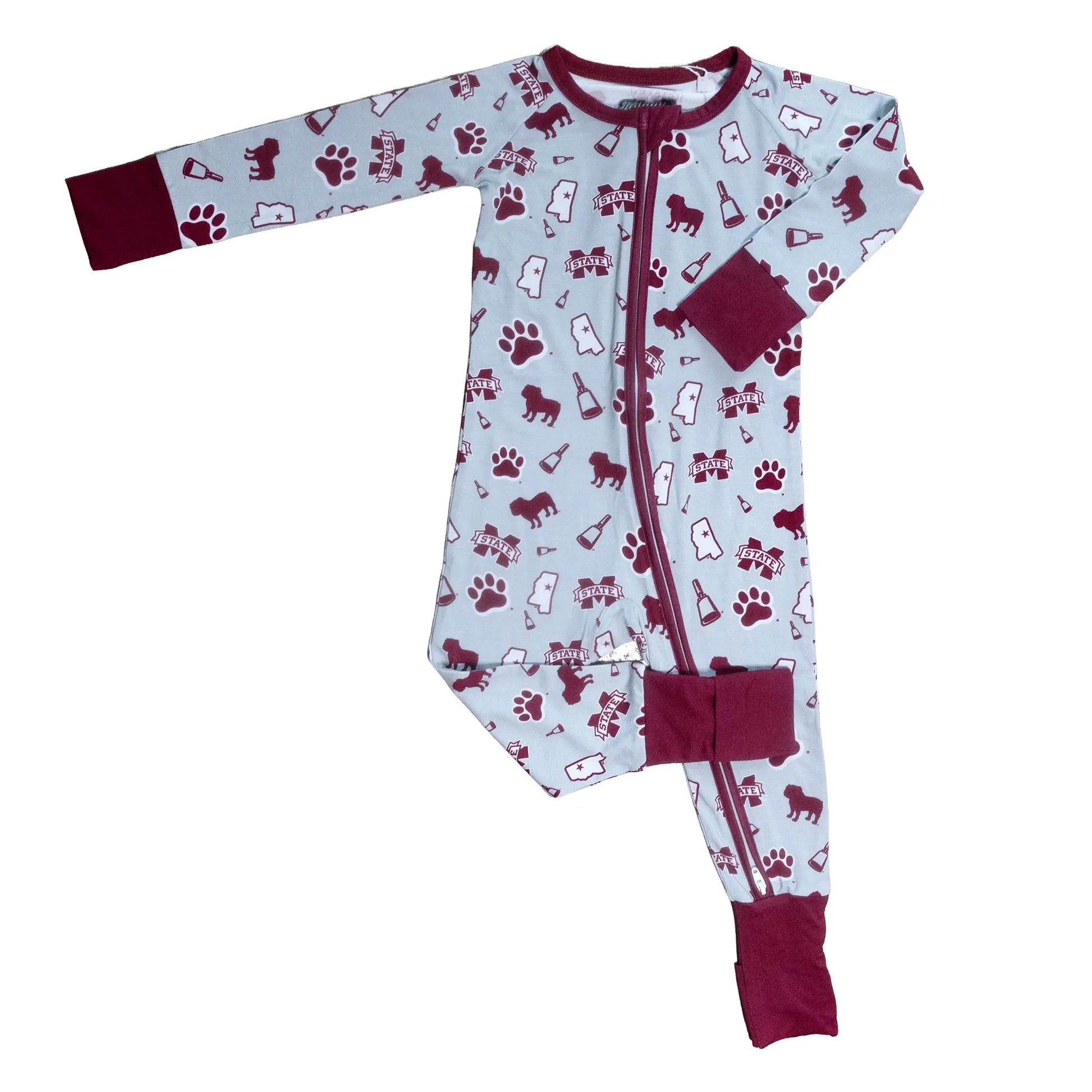 Mississippi State Bulldogs bamboo Zippy One-Piece sleeper for babies.