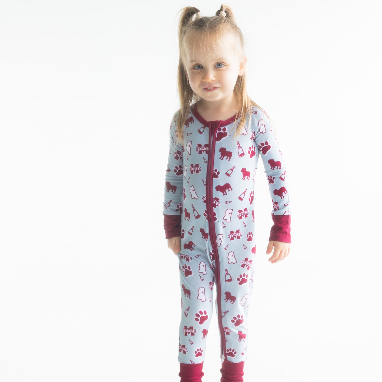 Mississippi State Bulldogs baby zippy one piece in officially licensed collegiate bamboo sleepwear