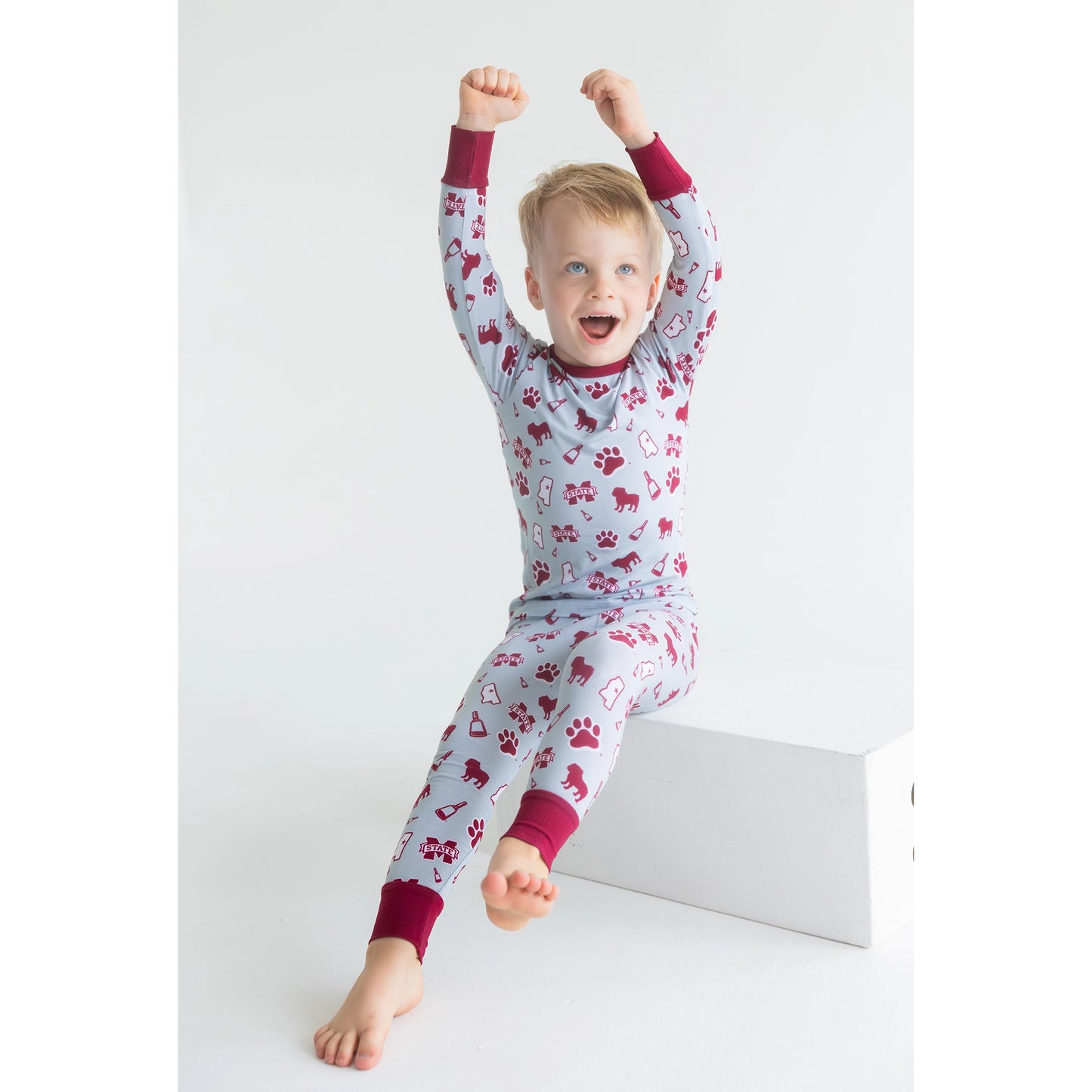 Mississippi State Bulldogs bamboo Pajama Set for kids perfect for cozy game day nights and morning kickoffs.