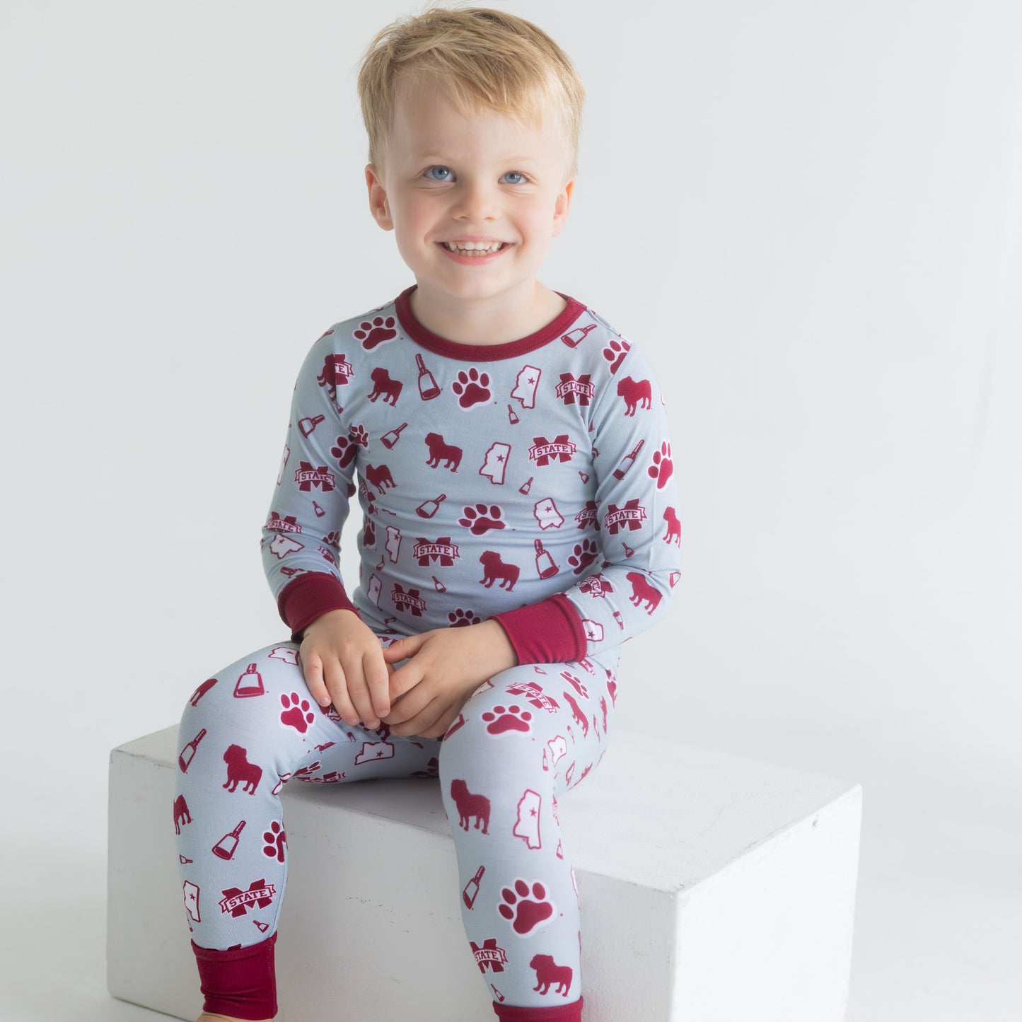 Mississippi State Bulldogs two-piece pajamas for babies, toddlers, and kids