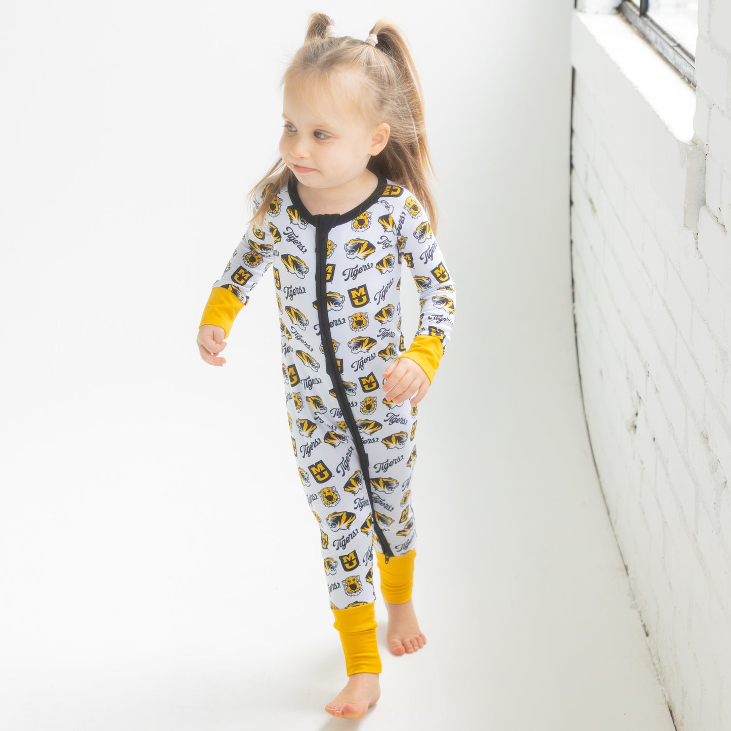 Officially licensed Missouri Tigers baby sleeper made from soft bamboo fabric