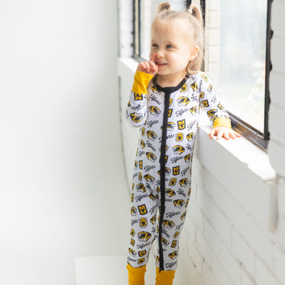 Missouri Tigers baby zip sleeper featuring officially licensed collegiate design