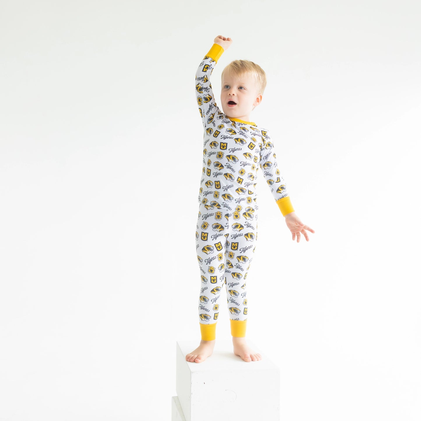 Missouri Tigers black and gold bamboo Pajama Set for kids perfect for sleep and play.