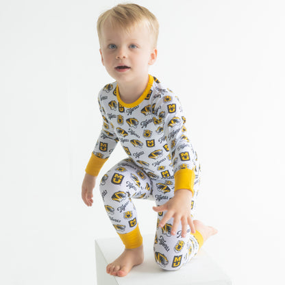 Missouri Tigers kids bamboo two-piece pajama set with officially licensed team print