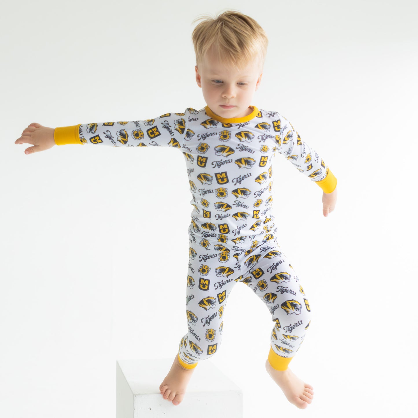 Officially licensed Missouri Tigers two-piece pajamas for toddlers and kids