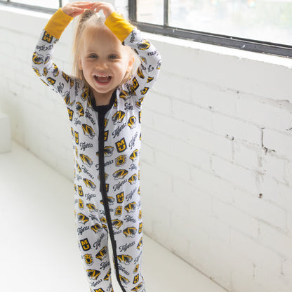 Missouri Tigers infant bamboo one-piece sleeper with all-over Tigers print