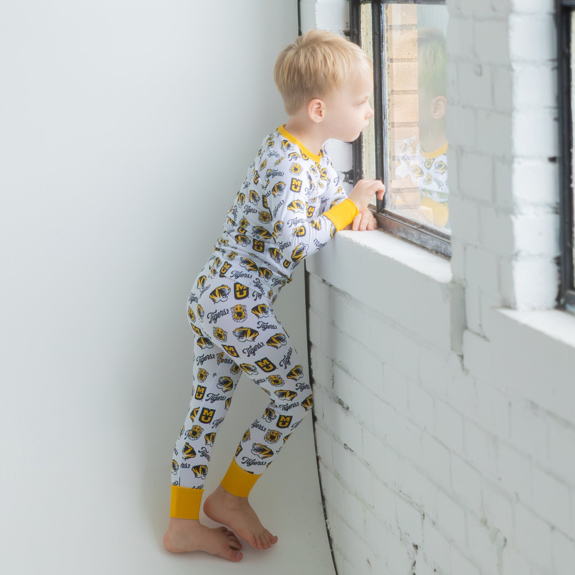 Missouri Tigers bamboo pajamas for little fans with black and gold team design