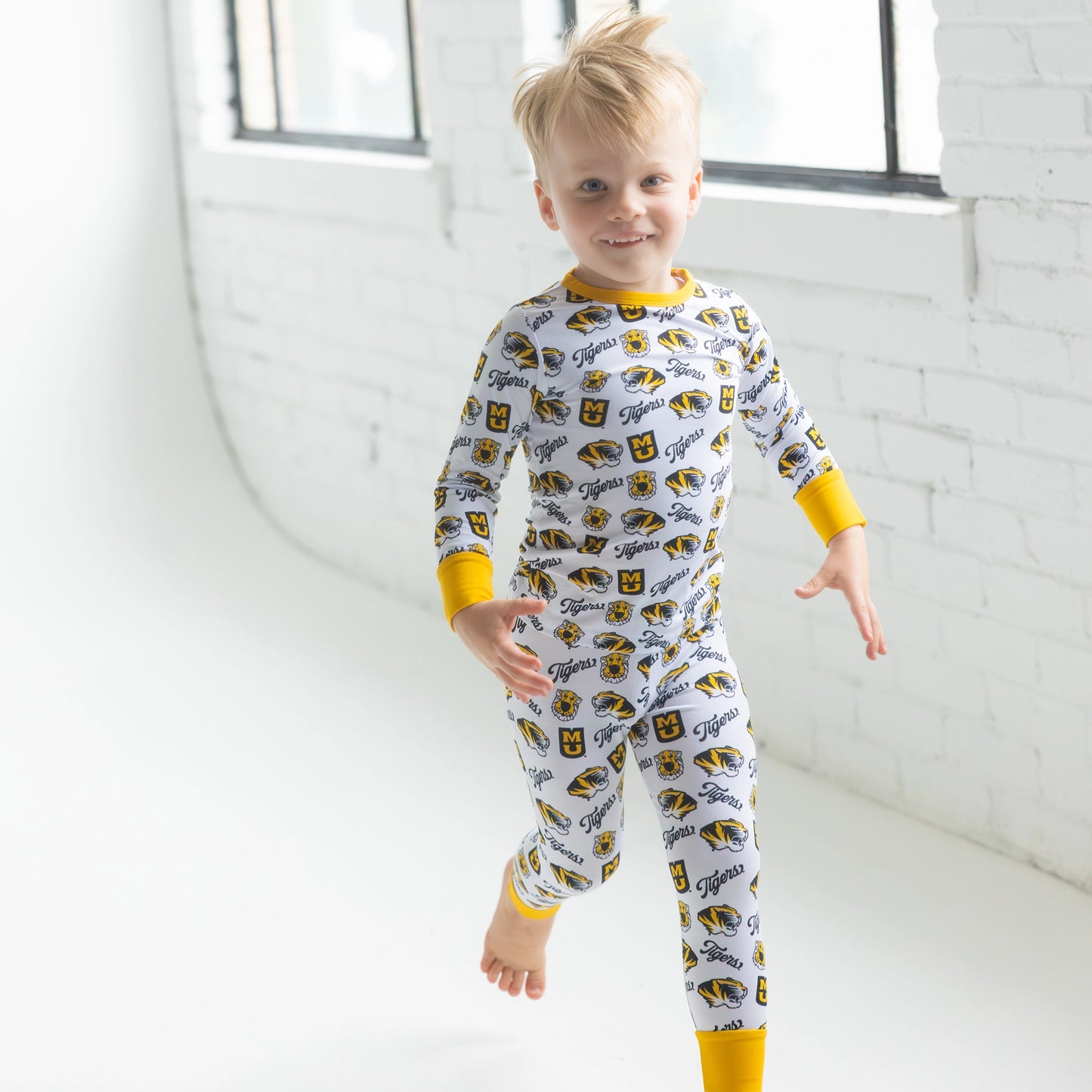 Missouri Tigers bamboo Two-Piece Pajama Set with long-sleeve top and pants.