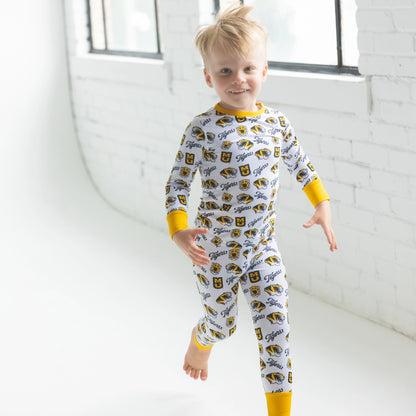 Missouri Tigers bamboo Two-Piece Pajama Set with long-sleeve top and pants.