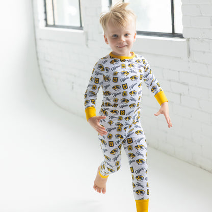 Missouri Tigers bamboo pajama set featuring black and gold team branding