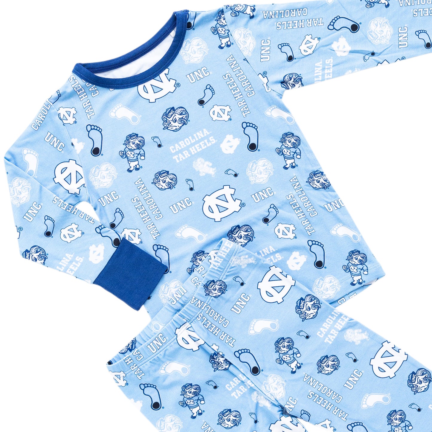 North Carolina Tar Heels toddler bamboo pajamas with long sleeve top and matching pants