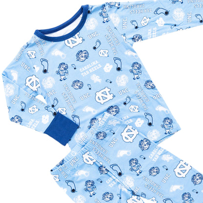 North Carolina Tar Heels toddler bamboo pajamas with long sleeve top and matching pants