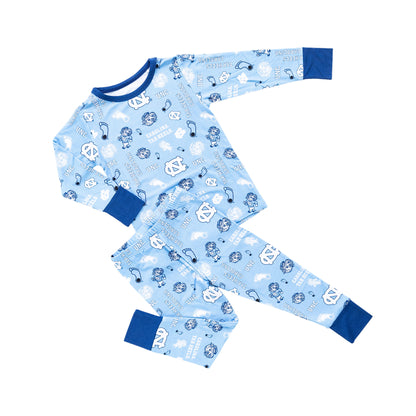 Officially licensed North Carolina Tar Heels two-piece pajamas for toddlers and kids