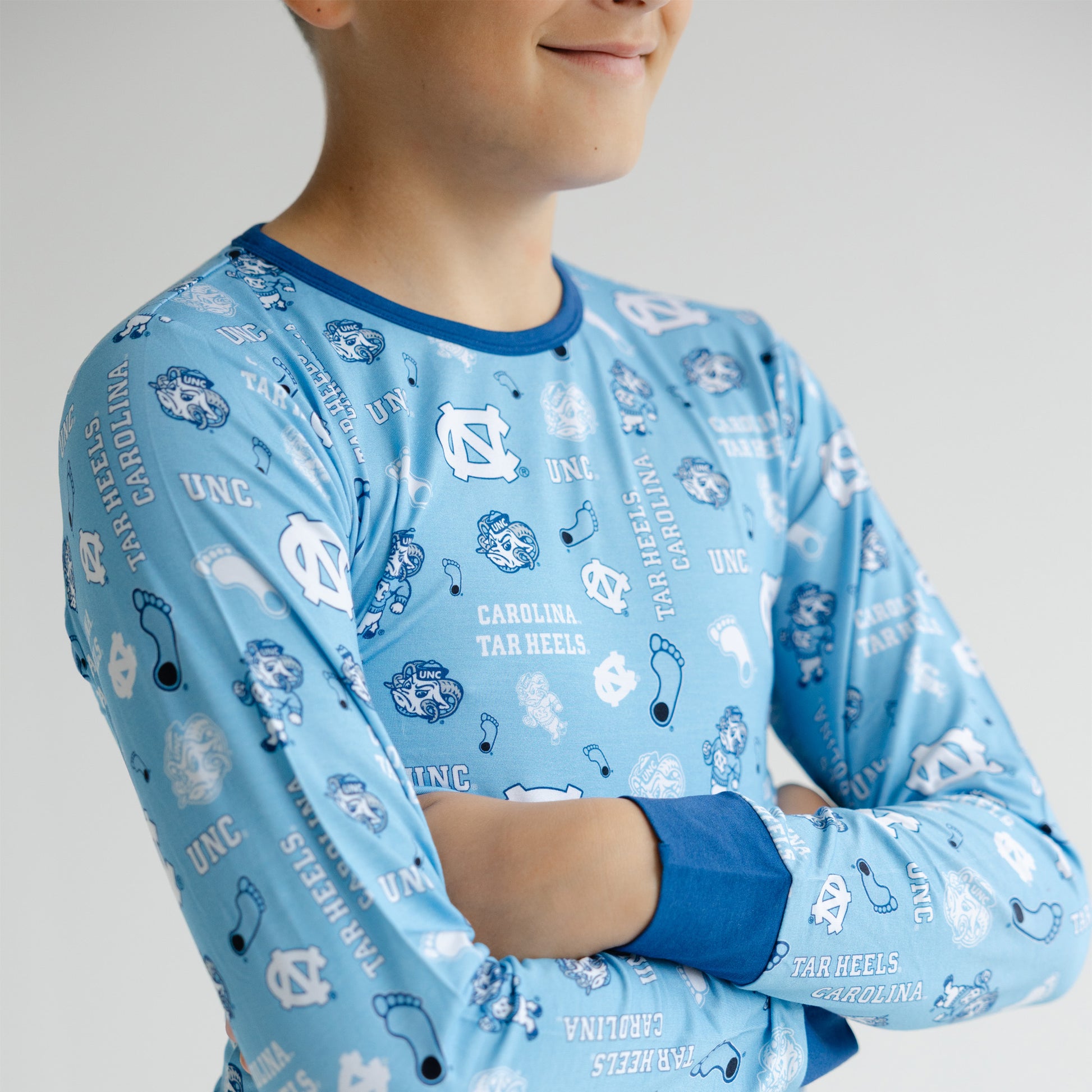 North Carolina Tar Heels long sleeve pajama top and matching pants for kids