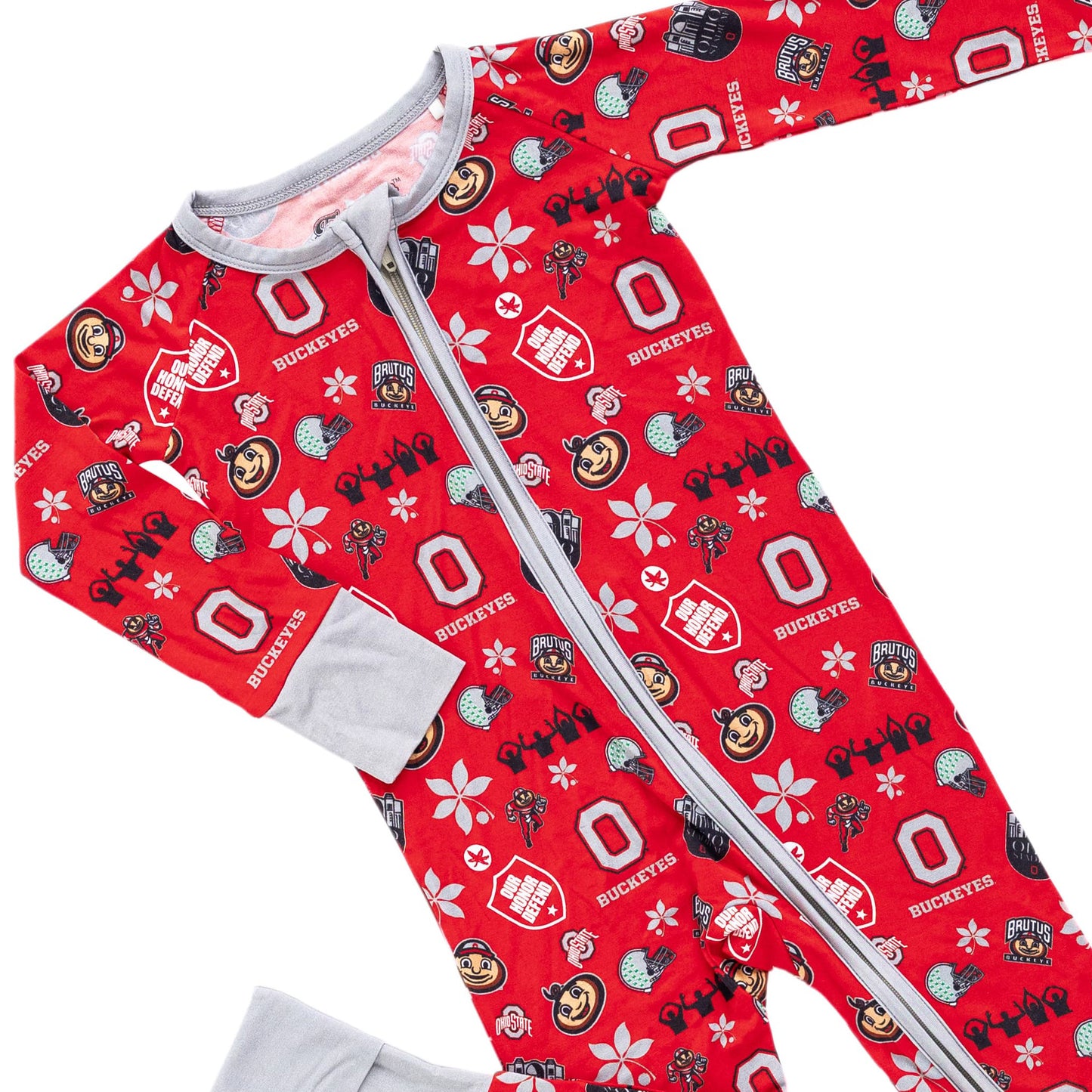 Ohio State Buckeyes infant bamboo zippy one-piece pajamas for little Buckeyes fans