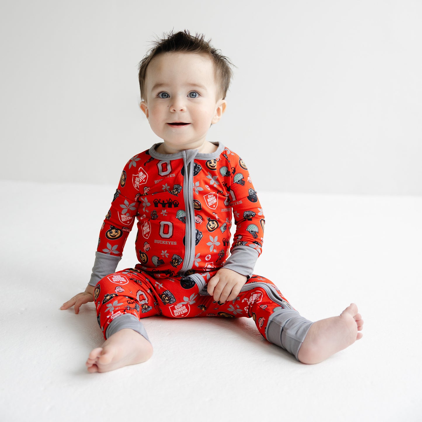 Ohio State Buckeyes baby bamboo zippy one-piece sleeper with officially licensed team print