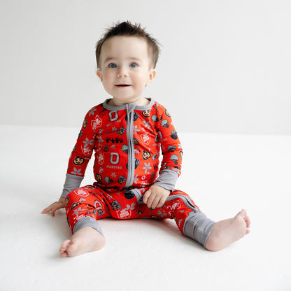 Ohio State Buckeyes baby bamboo zippy one-piece sleeper with officially licensed team print