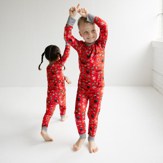 Ohio State Buckeyes kids bamboo two-piece pajama set with officially licensed team print