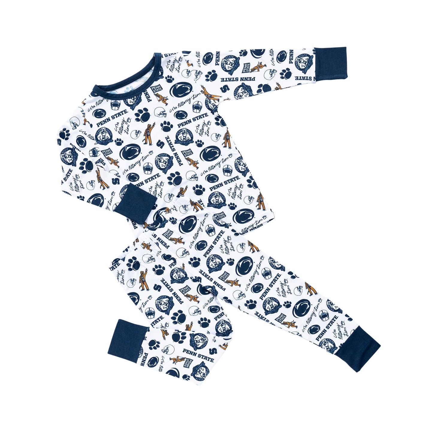 Penn State Nittany Lions kids pajama set featuring collegiate team colors and allover print