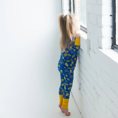 Pitt Panthers bamboo One-Piece sleeper featuring team logo print.