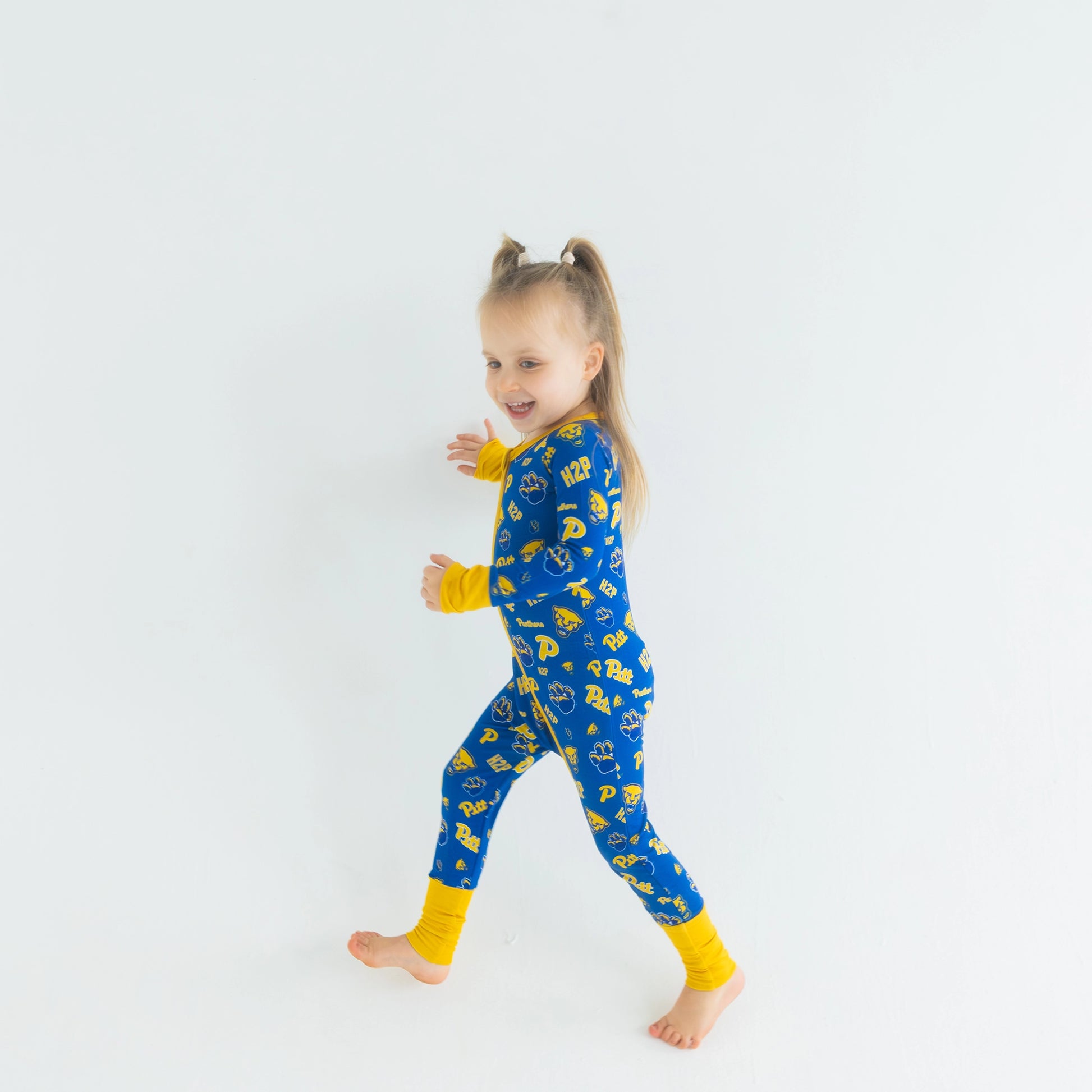 Pitt Toddler Panthers bamboo One-Piece for game day and bedtime.