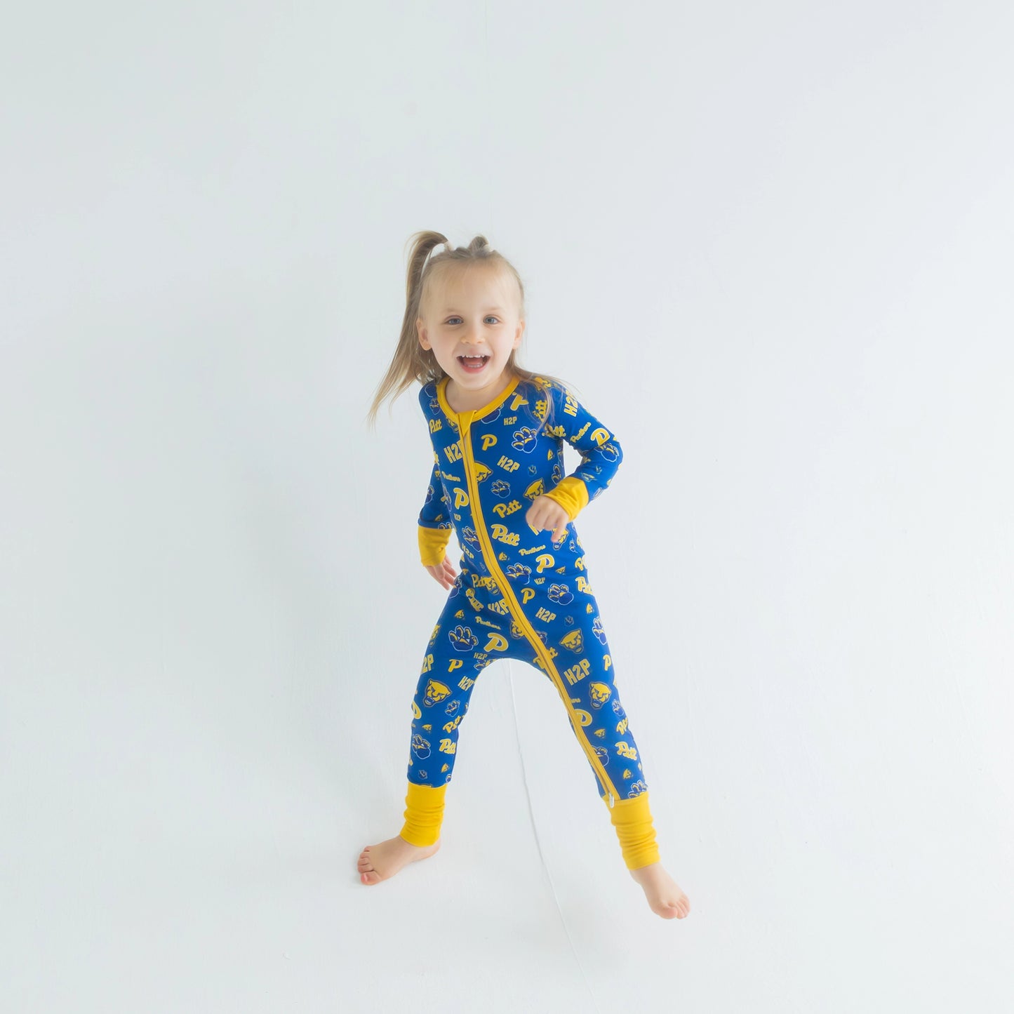 Pitt Panthers bamboo Double Zippy One-Piece with zipper convertible footies.