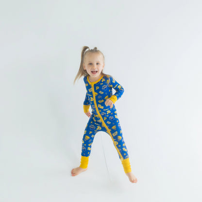 Pitt Panthers bamboo Double Zippy One-Piece with zipper convertible footies.
