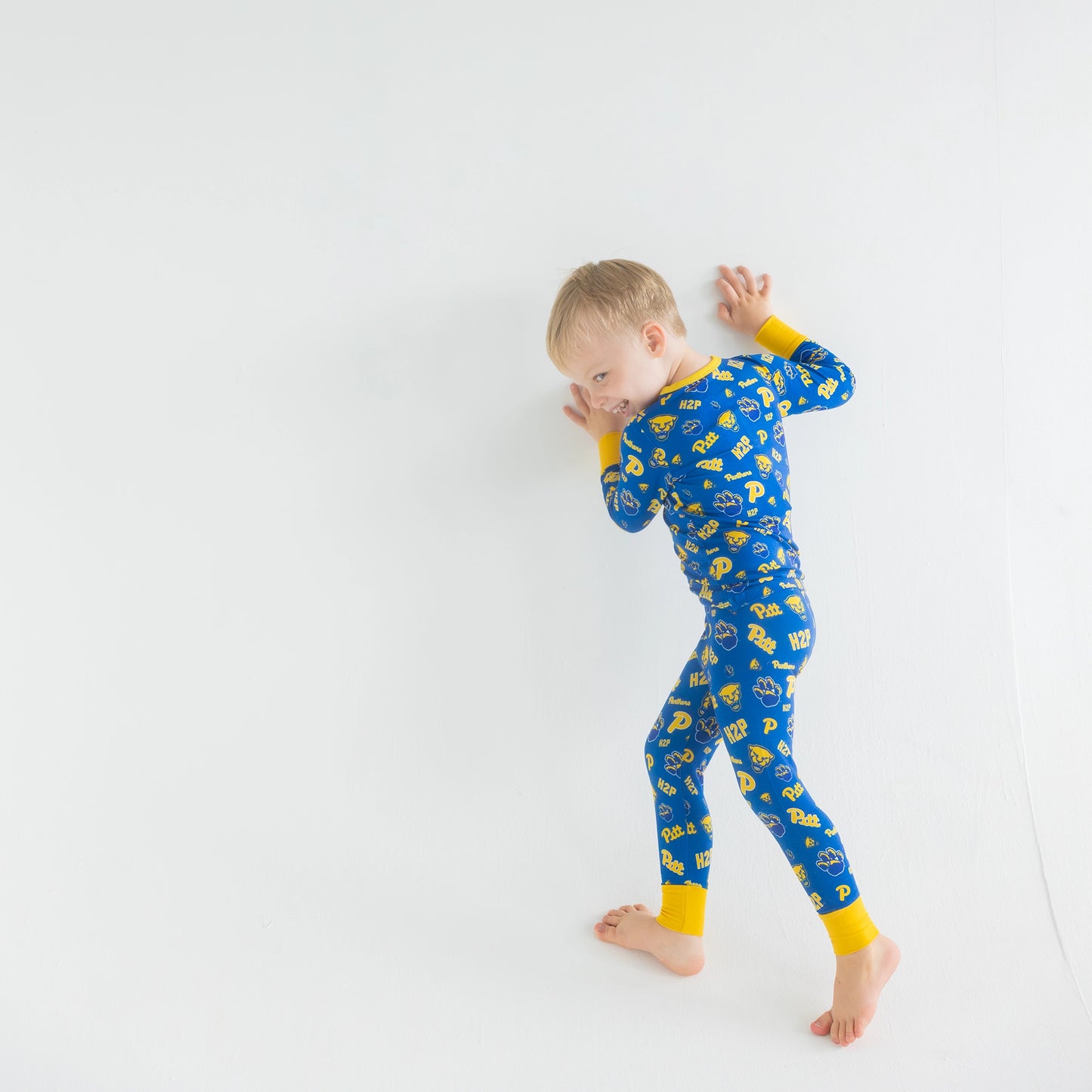 Pitt Panthers toddler bamboo Pajama Set featuring breathable fabric and H2P Print.