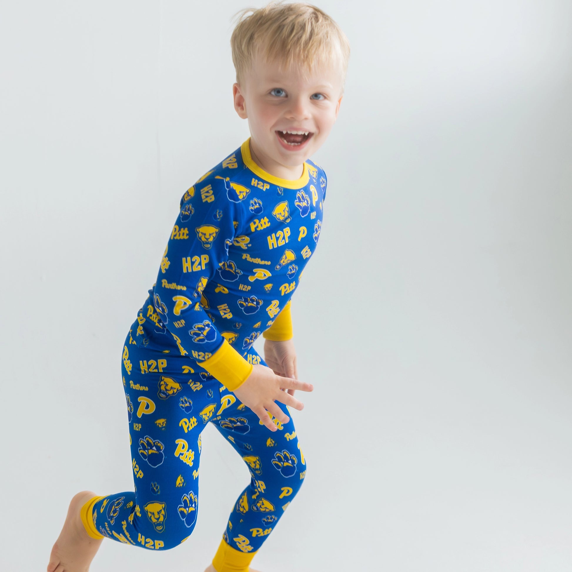 Pitt Panthers Two-Piece Pajama Setbamboo Pajama Set with long-sleeve top and pants.