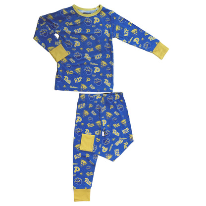 Pitt Youth Panthers bamboo Pajama Set with soft long-sleeve top and pants.