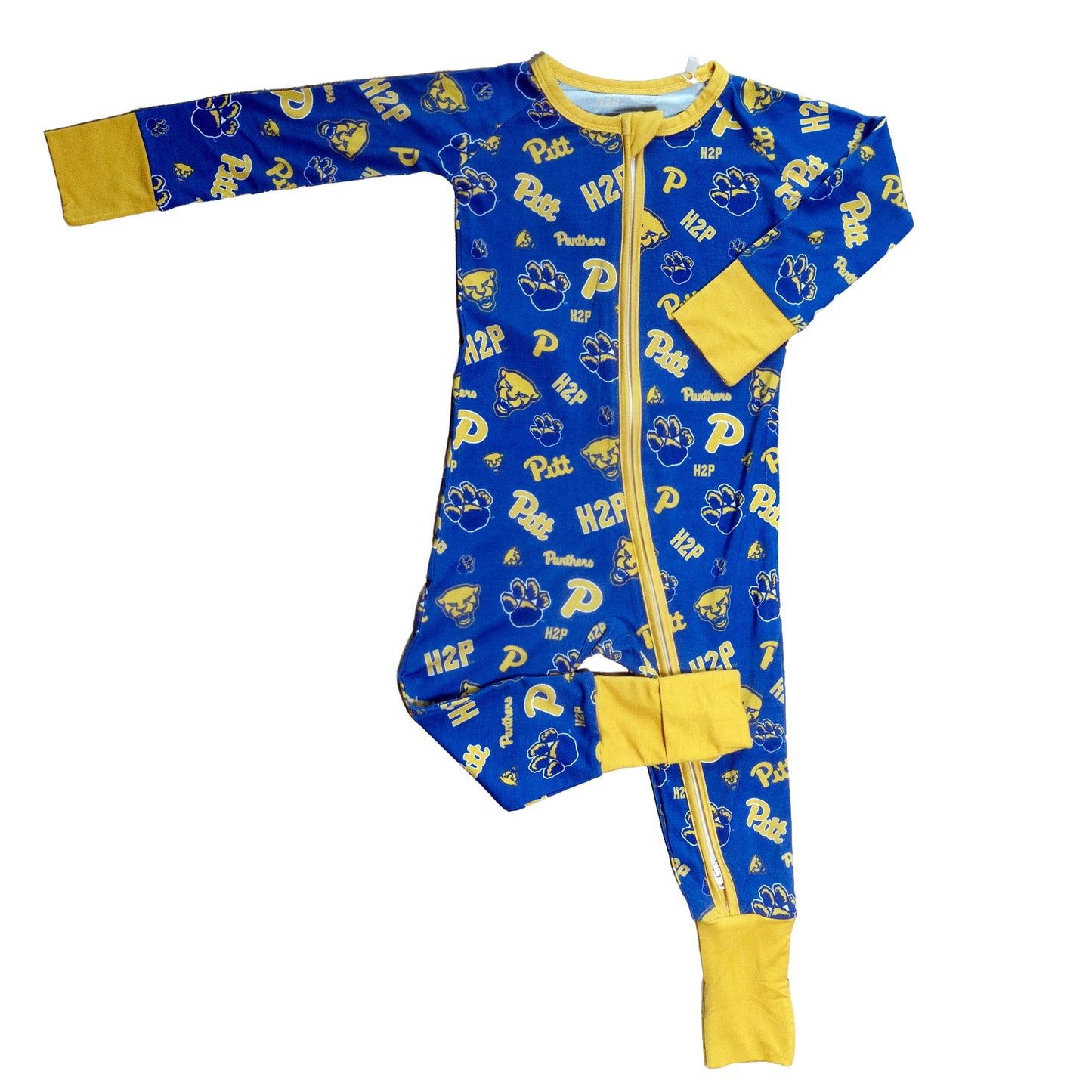 Pitt Panthers bamboo Zipper Sleeper with double zipper design for easy diaper changes.