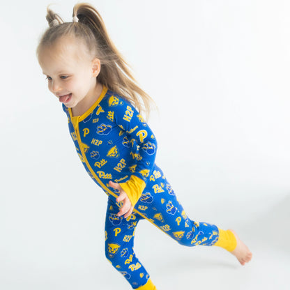 Pitt Panthers bamboo baby One-Piece with all-over team logo design.