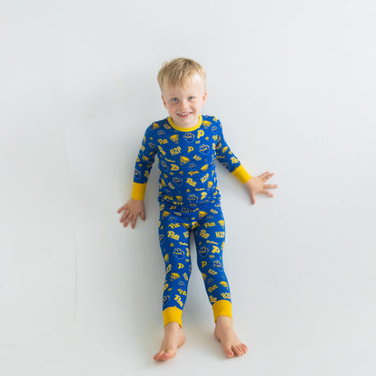 Pitt Panthers two-piece pajamas for baby, toddler, and youth sizes