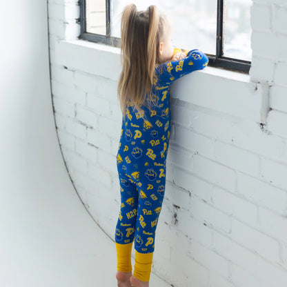 Pitt Panthers bamboo double Zippy One-Piece for easy changes with all over logo print.