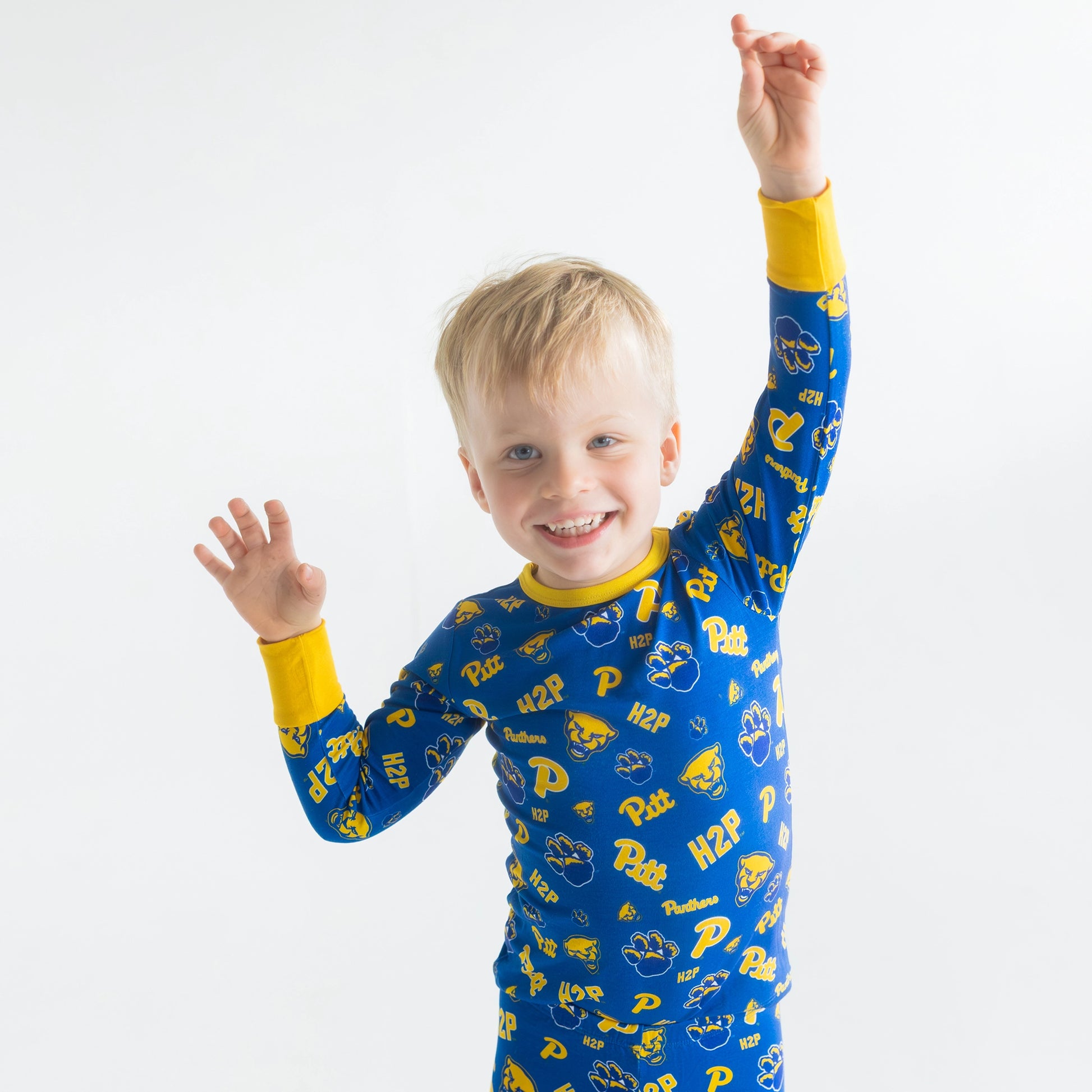 Pitt Blue and gold Panthers bamboo Pajama Set for kids and toddlers.