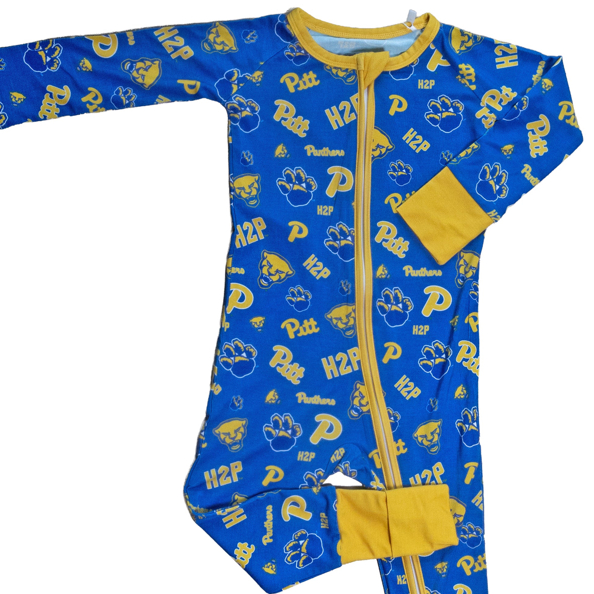 Pitt Panthers blue and gold one-piece sleeper